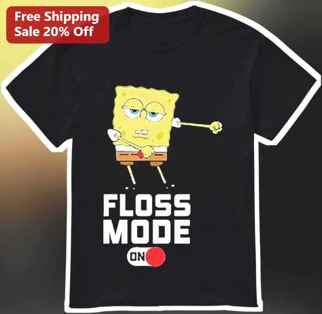 Floss Mode On SpongeBob SquarePants Graphic Tee Meme Dance Shirt for Kids Teens