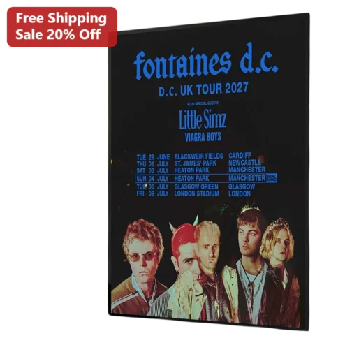 Fontaines D.C. UK Tour 2027 Canvas Print Indie Rock Band Gig Poster Wall Art