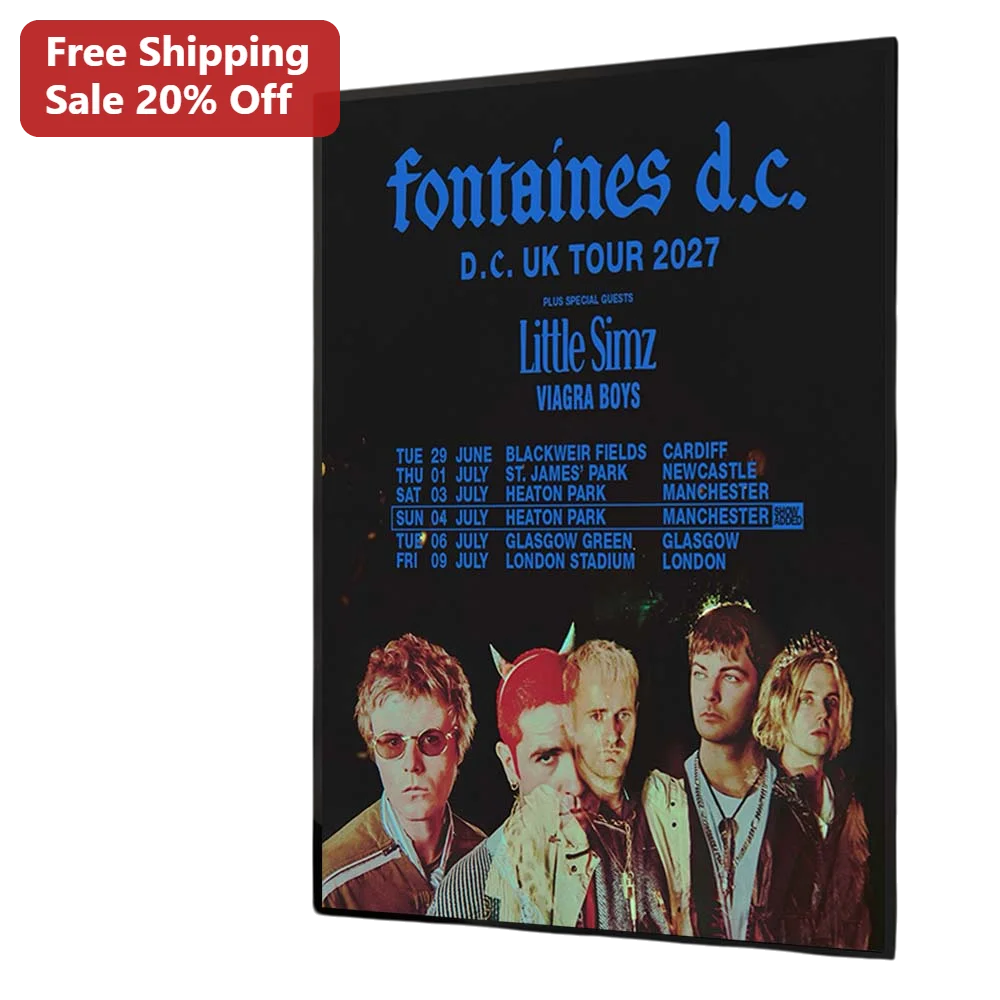 Fontaines D.C. UK Tour 2027 Canvas Print Indie Rock Band Gig Poster Wall Art