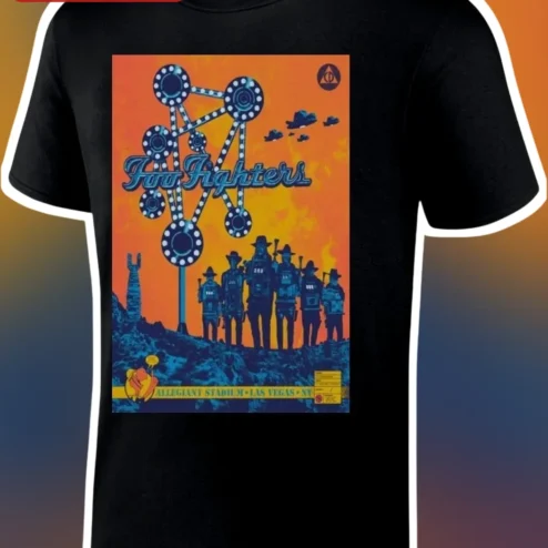 Foo Fighters Allegiant Stadium Las Vegas NY Tee Retro Western Rock Band Tour Shirt