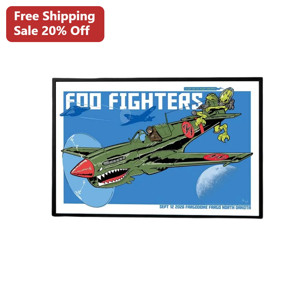 Foo Fighters Framed Poster Sept 12 2026 Fargodome Fargo North Dakota Concert Art