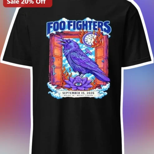 Foo Fighters Psychedelic Raven Vintage Concert Poster Graphic Tee for Rock Fans