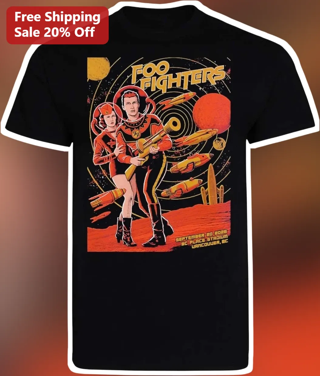 Foo Fighters Retro Sci-Fi Space Astronaut Graphic Tee
