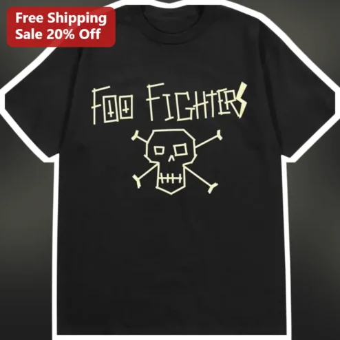 Foo Fighters Skull and Crossbones Graphic Tee for Rock Music Fans