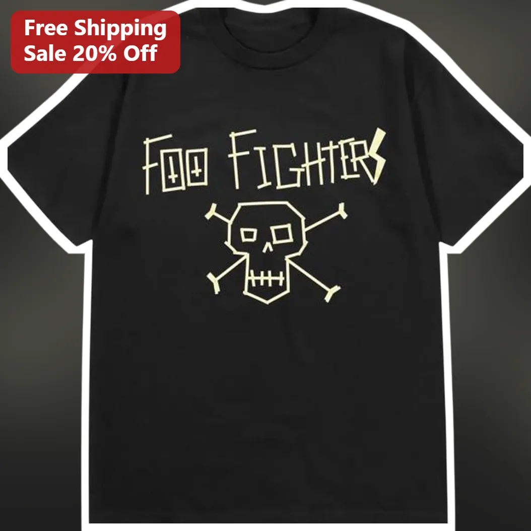 Foo Fighters Skull and Crossbones Graphic Tee for Rock Music Fans