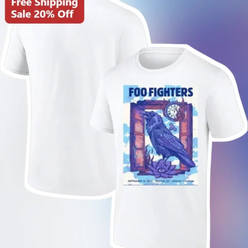 Foo Fighters Tee Vintage Psychedelic Crow Graphic T-Shirt for Rock Fans