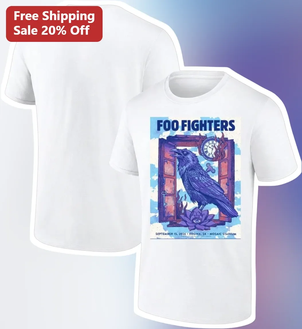 Foo Fighters Tee Vintage Psychedelic Crow Graphic T-Shirt for Rock Fans