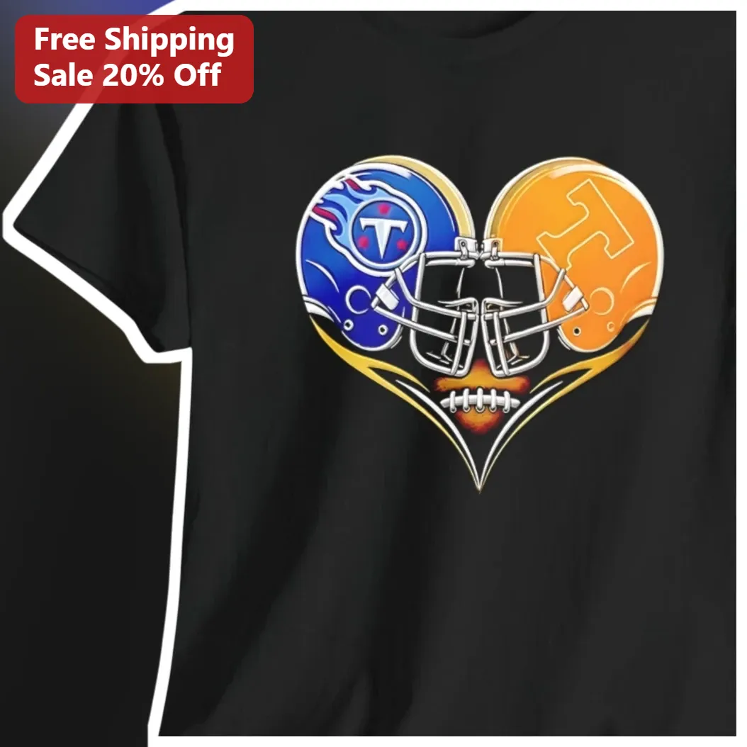 Football Heart Helmets Tee Tennessee Titans Fan Shirt Game Day Gift