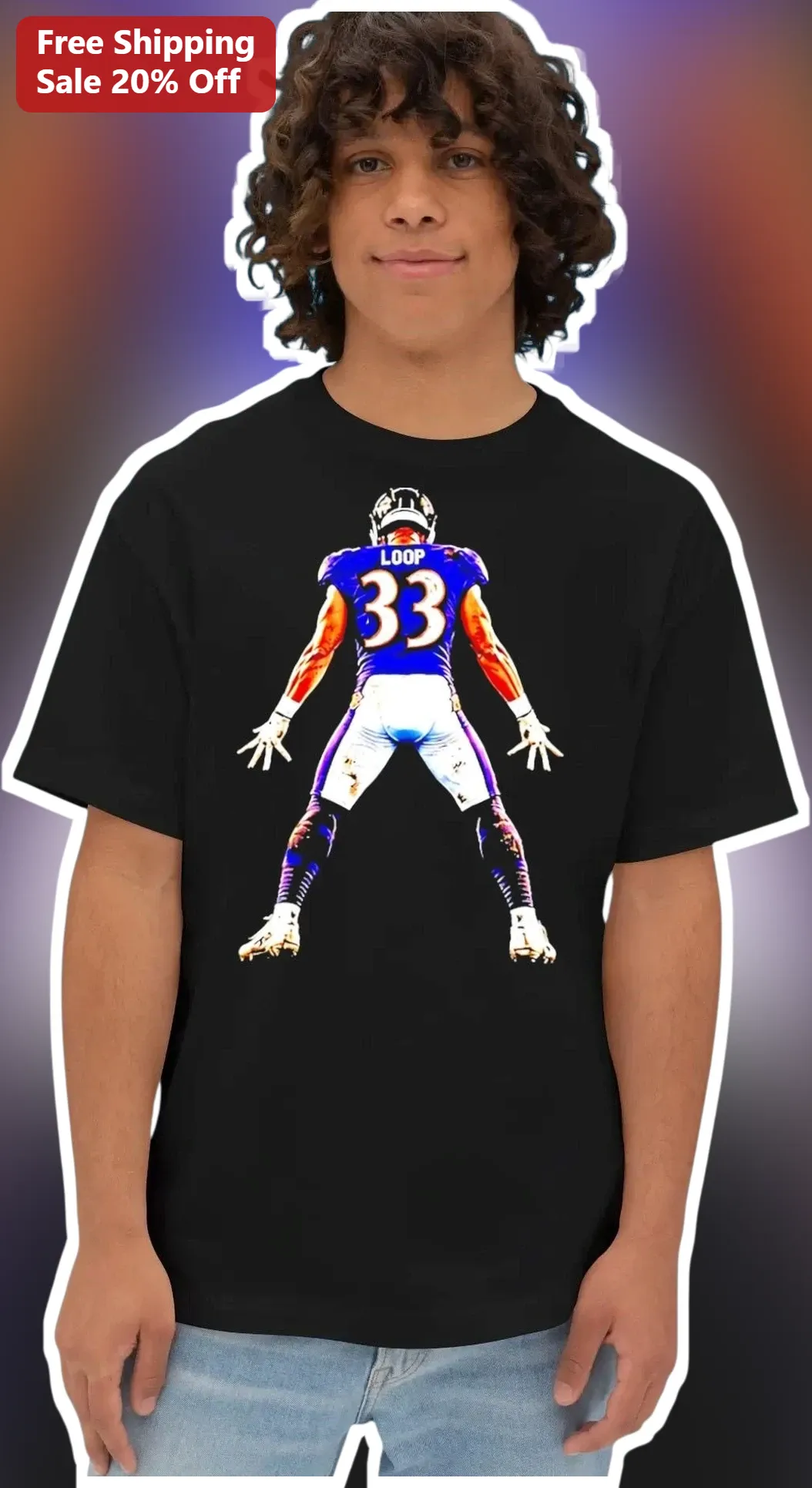 Football Player Back View Graphic Tee American Football Silhouette Sports Fan Apparel Gift
