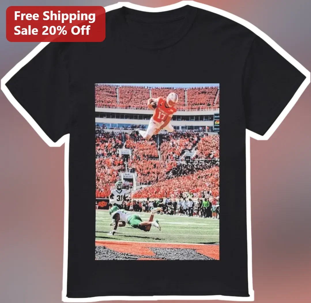 Football Player Catching Ball Action Shot Tee One Handed Catch Graphic Shirt for Sports Fans