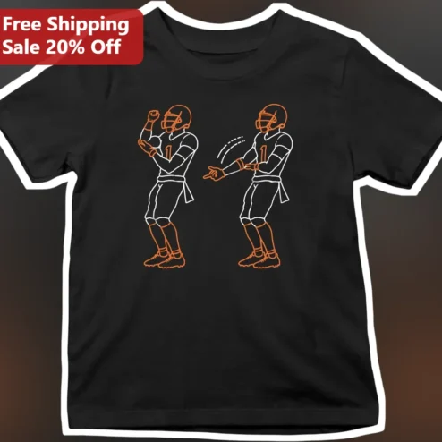 Football Player Celebrating Dance Line Art Tee Minimalist Touchdown Celebration Gift for Fans