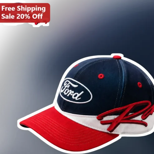 Ford Raptor Hat Navy Blue Trucker Cap With Embroidered Logo And Red Script Graphic For Men