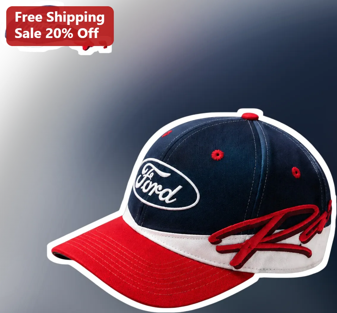 Ford Raptor Hat Navy Blue Trucker Cap With Embroidered Logo And Red Script Graphic For Men