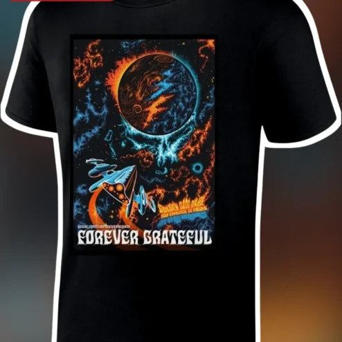 Forever Grateful Psychedelic Space Tee Black Cosmic Vintage Concert Graphic T-Shirt