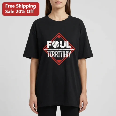 Foul Territory Tee Distressed Baseball Diamond Graphic Game Day Shirt Gift for Baseball and Softball Fans