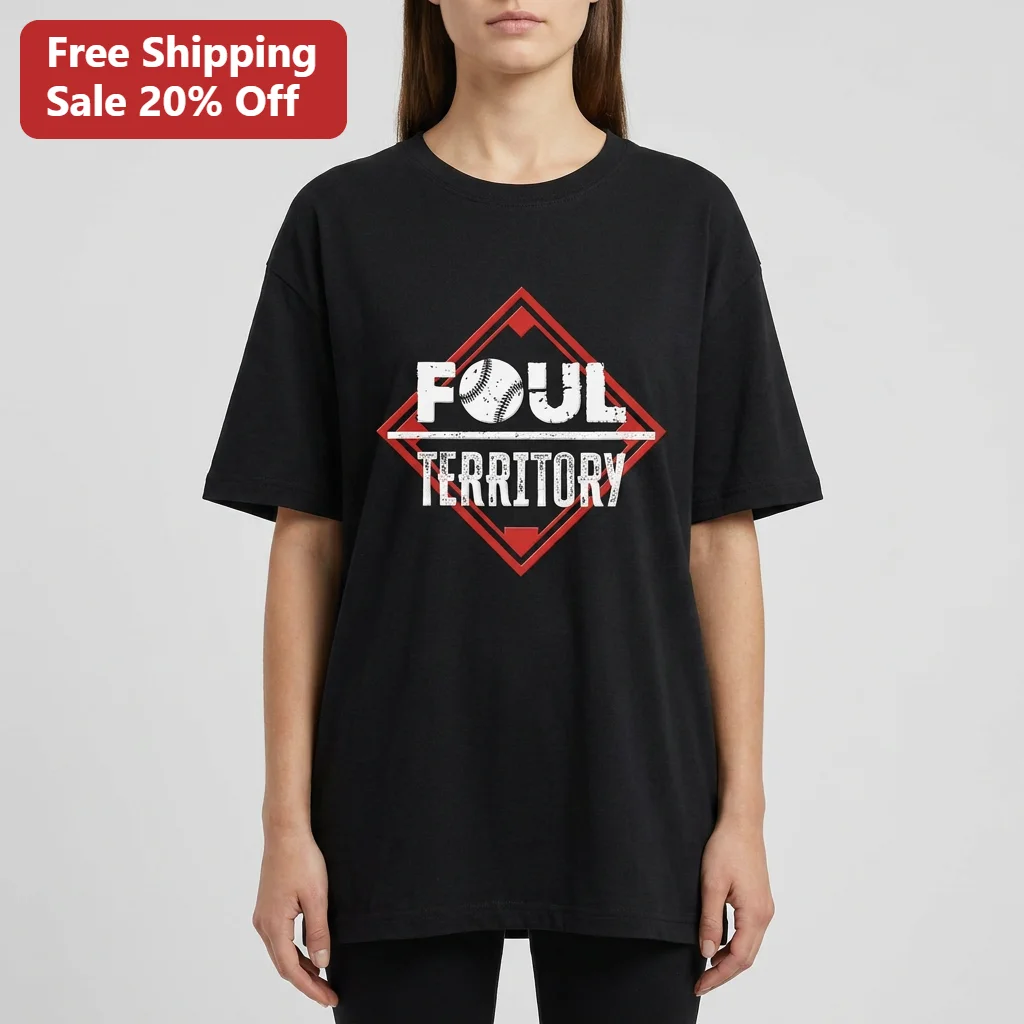 Foul Territory Tee Distressed Baseball Diamond Graphic Game Day Shirt Gift for Baseball and Softball Fans