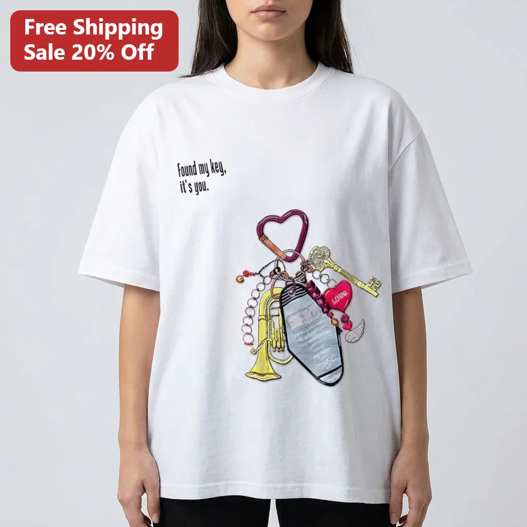 Found My Key It's You Trumpet Keychain Graphic Tee Gift for Music Lovers and Romantics
