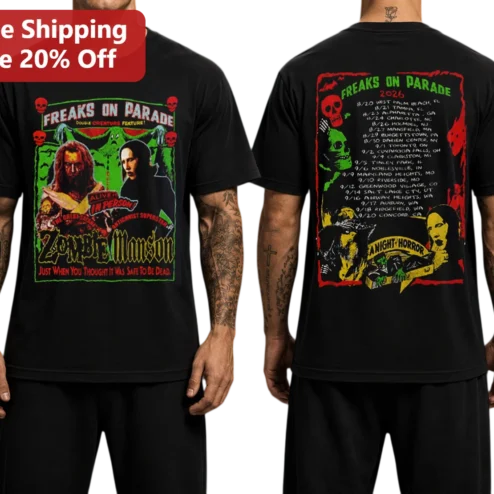 Freaks On Parade Zombie Manson Tee Marilyn Rob Horror Tour Shirt