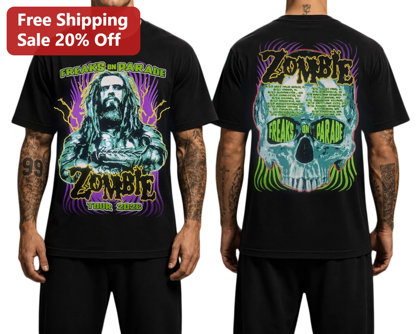 Freaks On Parade Zombie Tour 2026 The Undertaker Graphic Tee