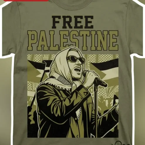 Free Palestine Keffiyeh Singer Graphic Tee Palestinian Solidarity Protest Shirt