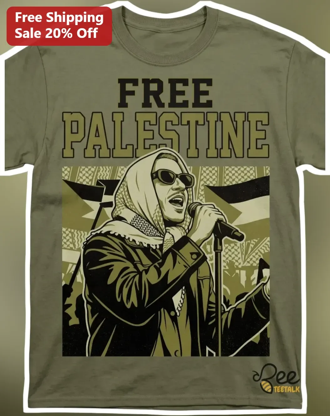 Free Palestine Keffiyeh Singer Graphic Tee Palestinian Solidarity Protest Shirt
