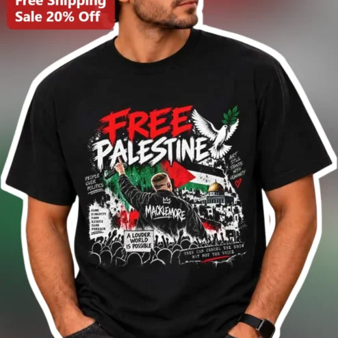 Free Palestine Macklemore A Louder World Is Possible Graphic Tee