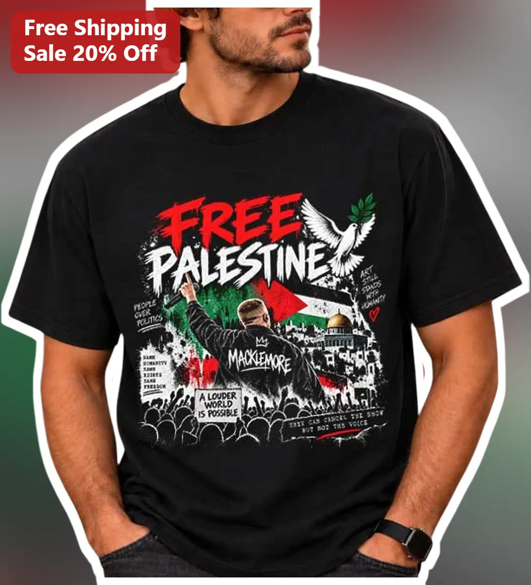 Free Palestine Macklemore A Louder World Is Possible Graphic Tee