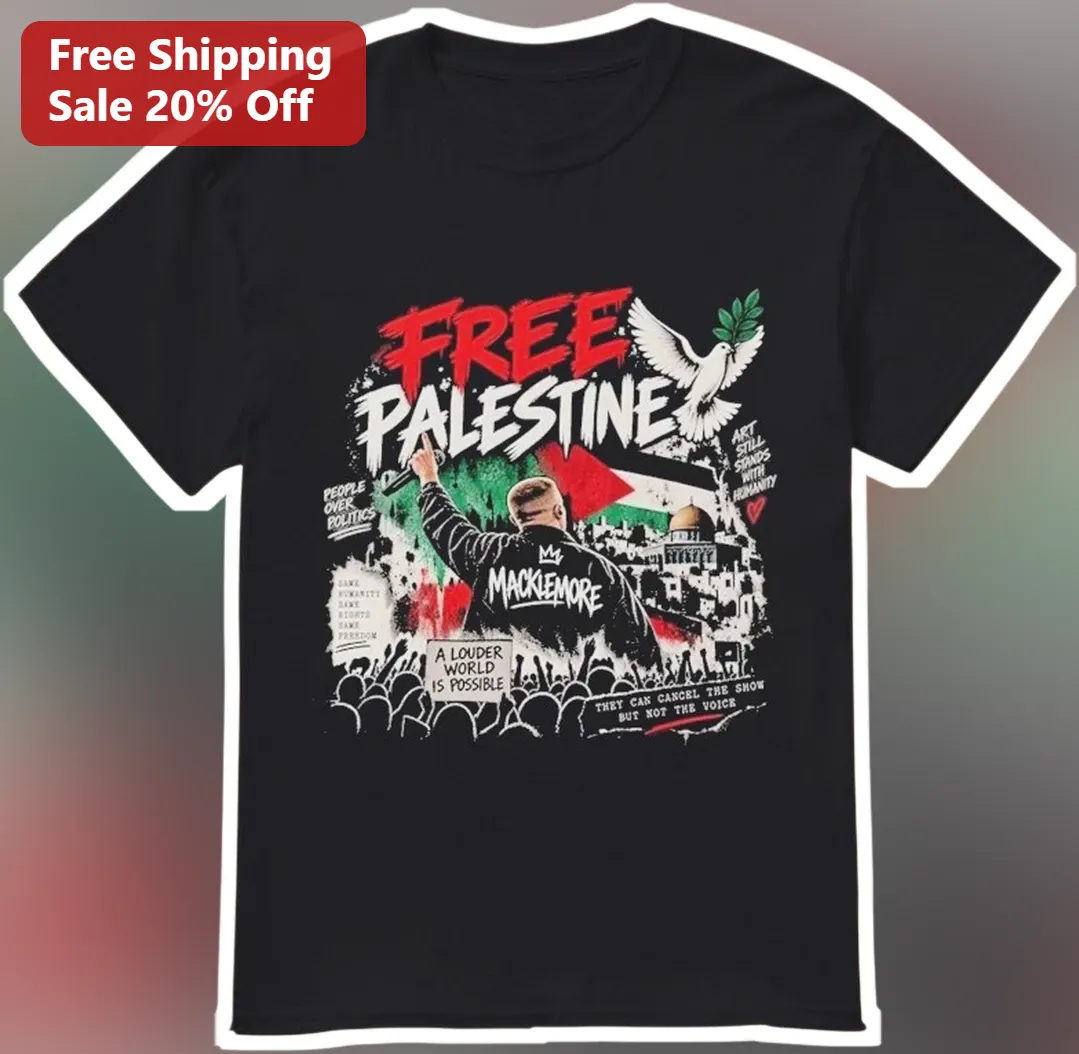 Free Palestine Macklemore People Over Politics Art Stands With Humanity Graphic Tee
