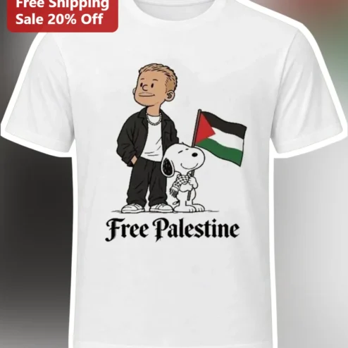 Free Palestine Tee Snoopy Justin Bieber Palestinian Flag Graphic Shirt