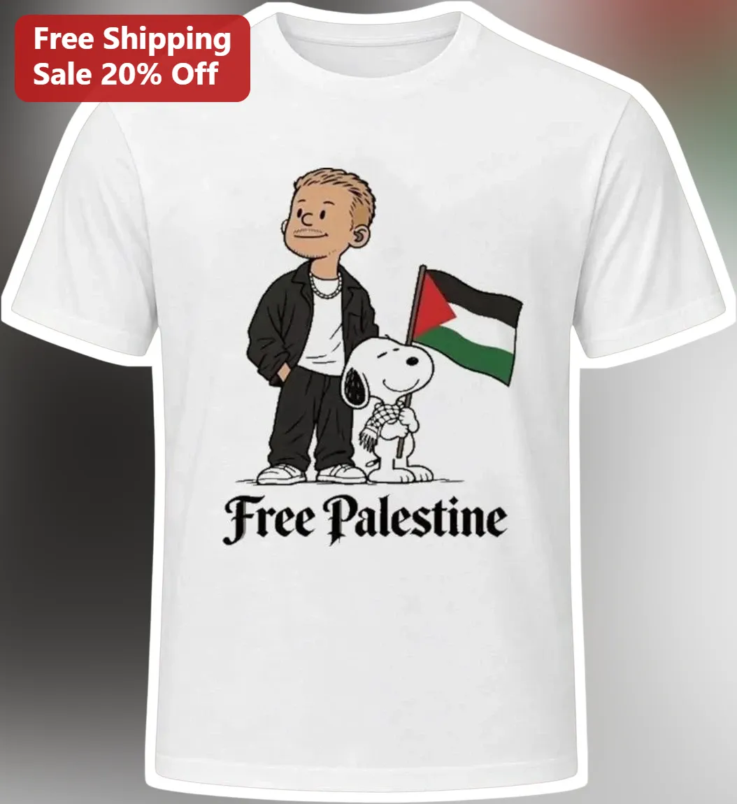 Free Palestine Tee Snoopy Justin Bieber Palestinian Flag Graphic Shirt