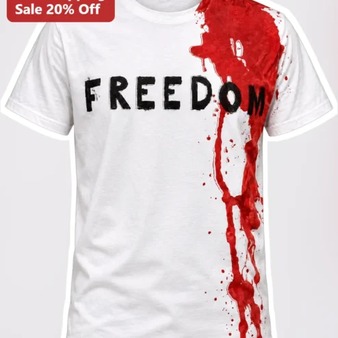 FREEDOM Tee Distressed Blood Splatter Grunge Graphic T-Shirt for Men Women