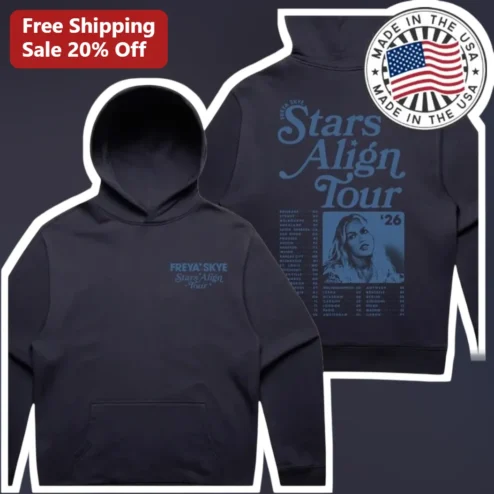 Freya Skye Stars Align Tour Hoodie Vintage Concert Merch Black Pullover