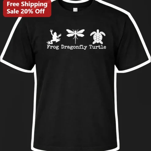 Frog Dragonfly Turtle Tee Nature Wildlife Graphic Shirt for Women Men