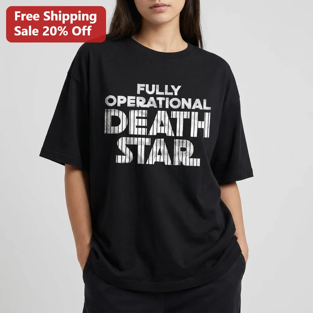 Fully Operational Death Star Tee, Star Wars Battle Station Graphic Tee Gift for Sci-Fi Movie Fans