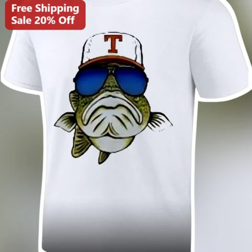 Funny Grumpy Fish Sunglasses Baseball Cap Graphic Tee for Men Novelty Angler Gift