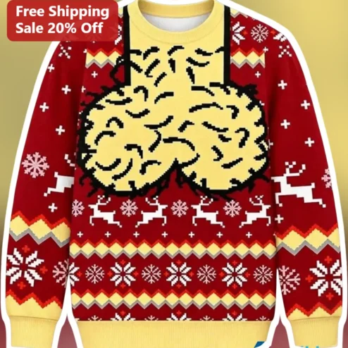 Funny Testicle Christmas Sweater Ugly Holiday Party Gag Gift for Adults Men
