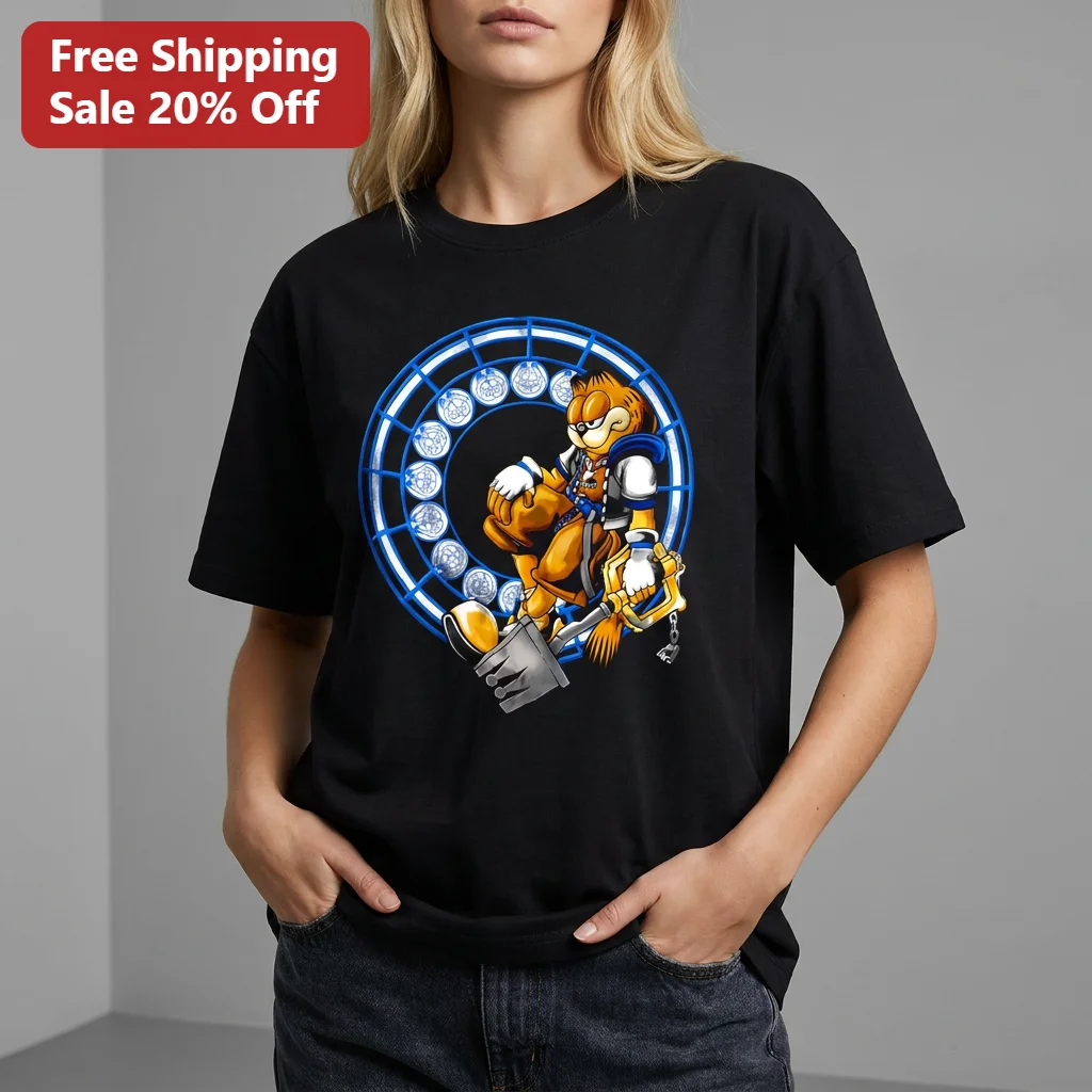 Garfield Sora Kingdom Hearts Mashup Tee, Just Another Heartless Monday Funny Orange Cat Gamer Gift