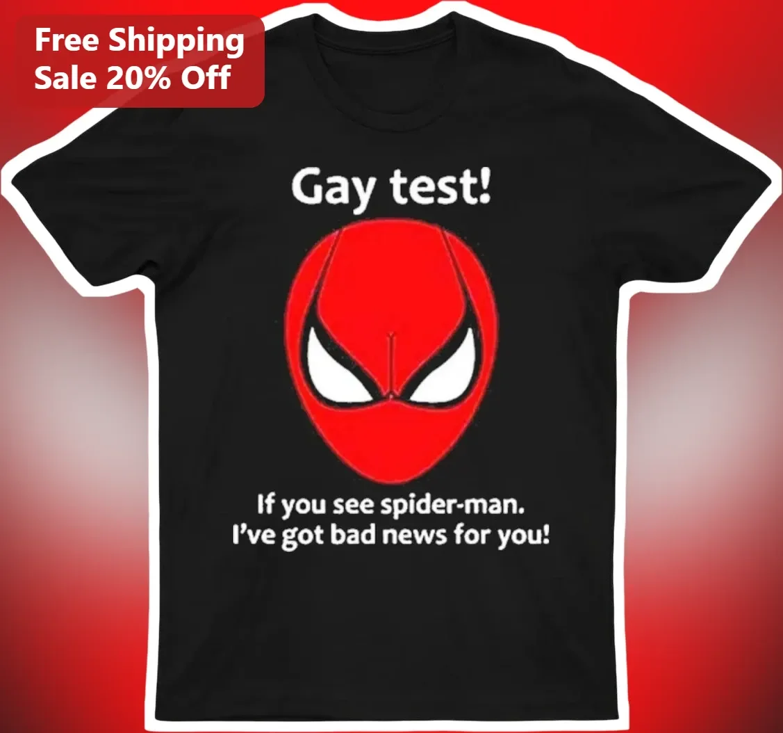 Gay Test Spider Man Tee Humor Graphic Shirt for Comic Fans