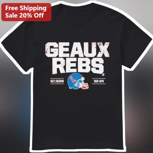 GEAUX REBS Ole Miss Rebels Football Fan Graphic Tee for Men Women Game Day Gift