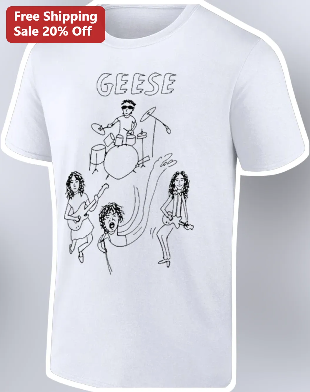 Geese Band Sketch Art Tee Indie Rock Merch Graphic T-Shirt