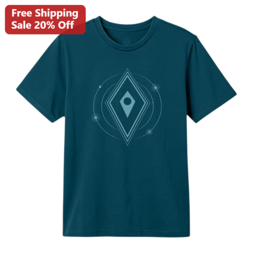 Geometric Celestial Diamond Tee Minimalist Cosmic Graphic T-Shirt