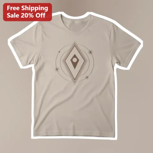 Geometric Diamond Orbital Design Tee Minimalist Sacred Geometry Graphic Shirt