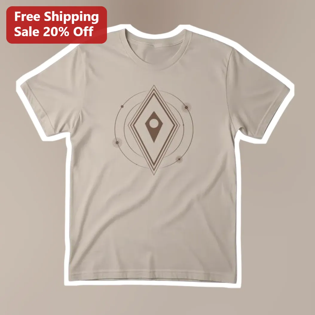 Geometric Diamond Orbital Design Tee Minimalist Sacred Geometry Graphic Shirt