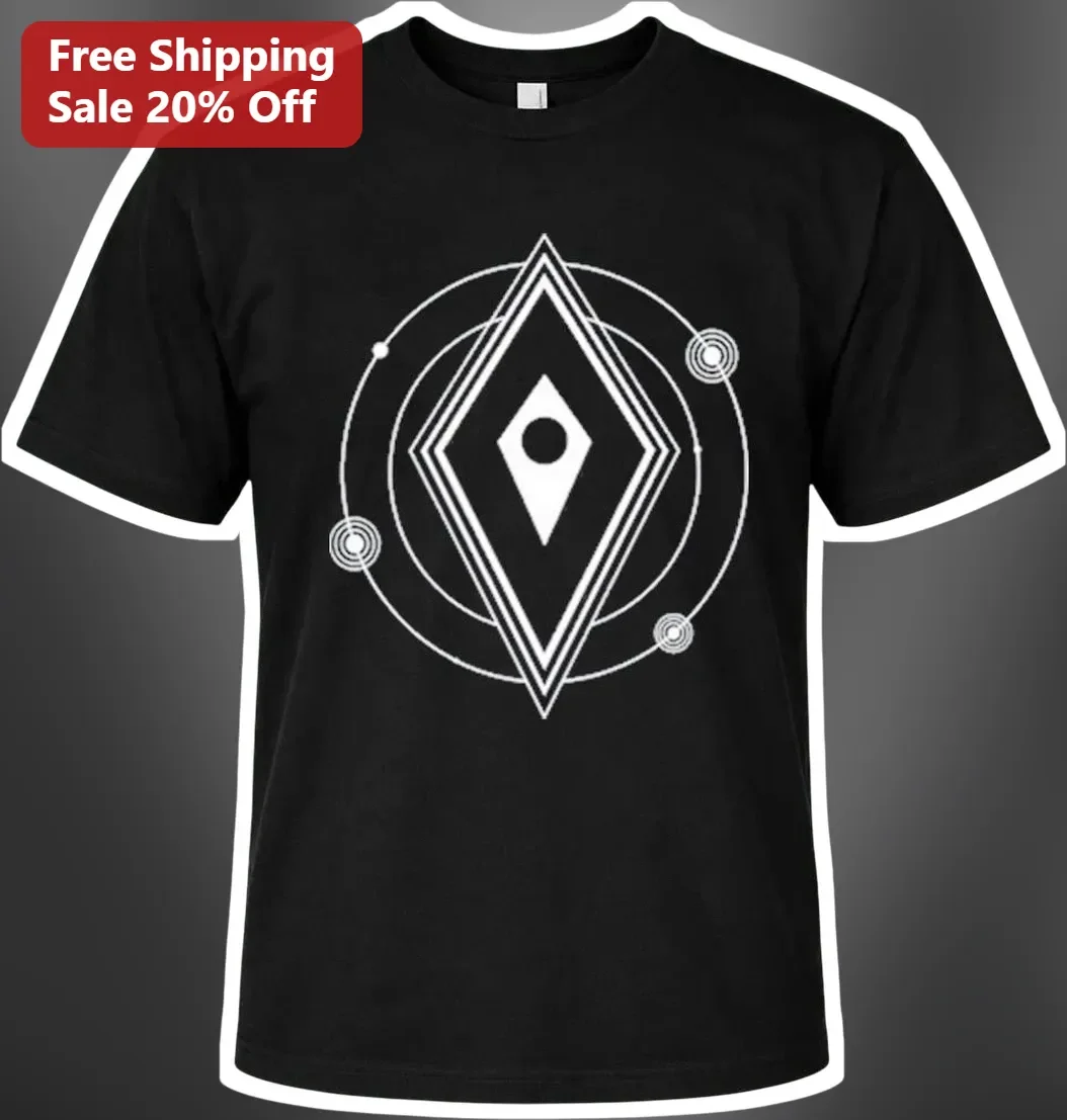 Geometric Diamond Orbital Design Tee Minimalist Sacred Geometry Graphic Shirt for Men Women