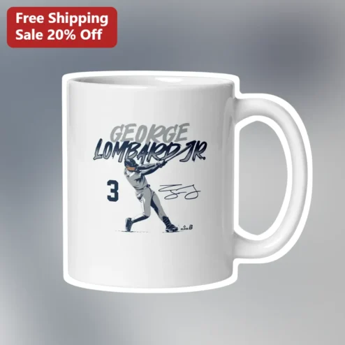 George Lombard Jr. Baseball Mug Signature Swinging Player Number 3 Sports Memorabilia Gift