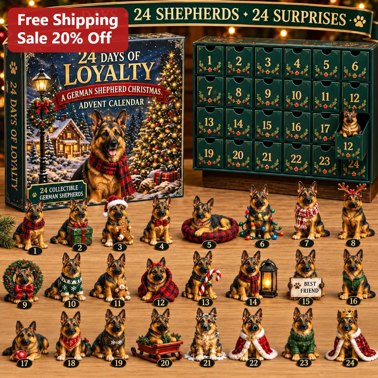 German Shepherd Advent Calendar 24 Days of Loyalty Christmas Countdown Gift for Dog Lovers