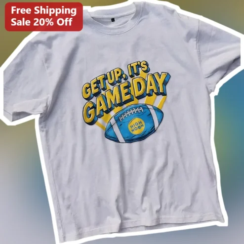 Get Up It's Game Day Retro Football Tee for Tailgate Watch Party