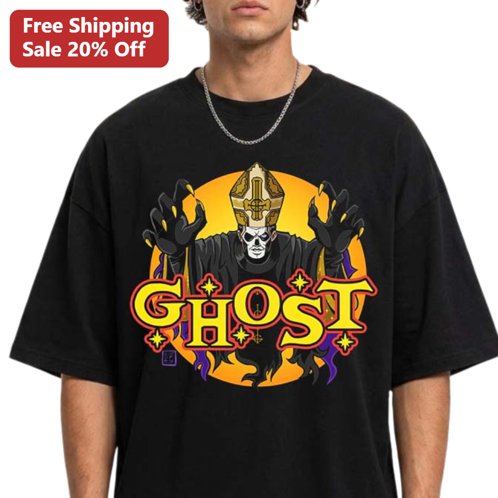Ghost Tee Papa Emeritus Heavy Metal Rock Band Graphic Shirt Concert Merch for Fans