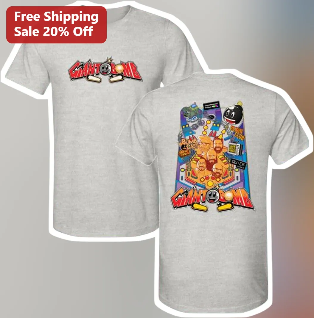 Giant Bomb Tee Bomberman Retro Arcade Pinball Graphic Shirt for Gamers
