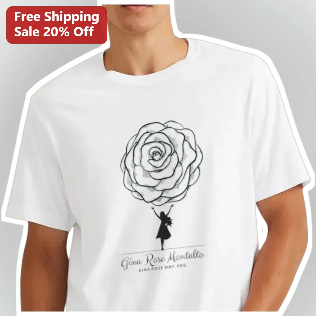 Girl Holding Rose Balloon Silhouette Graphic Tee Minimalist Artistic Gift for Women